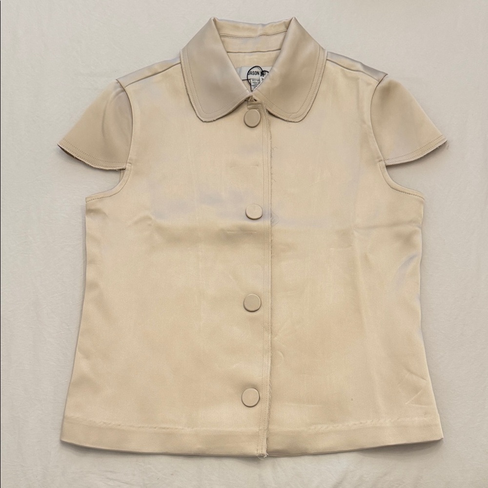 Jason Wu Beige Satin Button-Up Top
